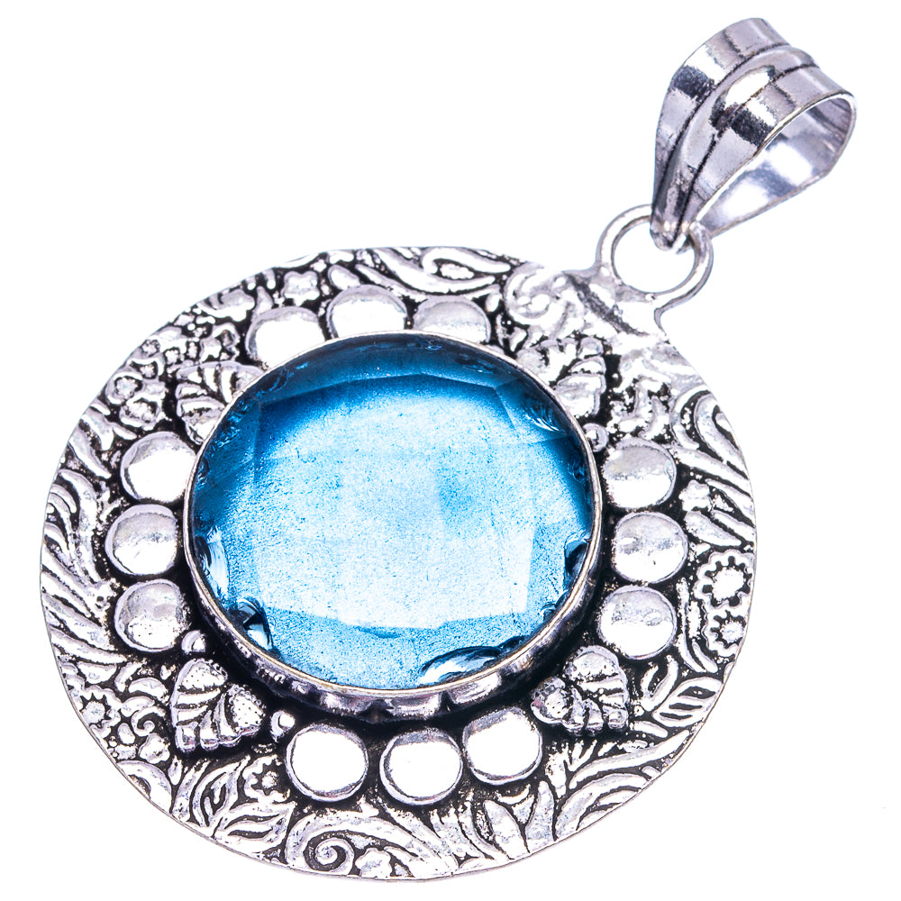 Blue Quartz Pendant 2" (German Silver)