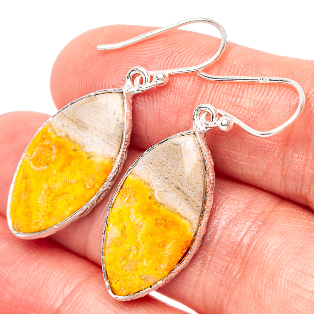 Bumble Bee Jasper Earrings 1 1/2" (925 Sterling Silver) E1479