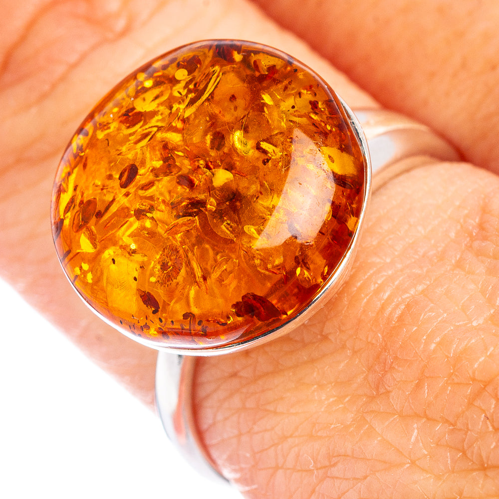Baltic Amber Ring Size 8 Adjustable (.925 Sterling Silver)