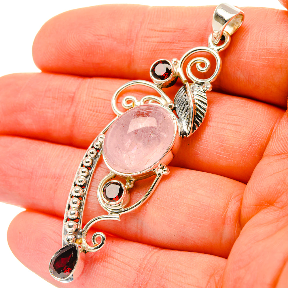 Signature Morganite, Garnet Pendant 2 1/2" (925 Sterling Silver) PD37850