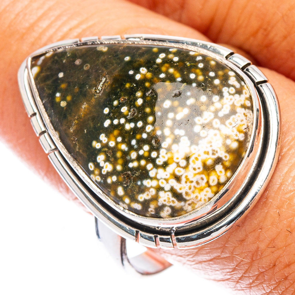 Ocean Jasper Ring Size 10.75 (925 Sterling Silver) R7177