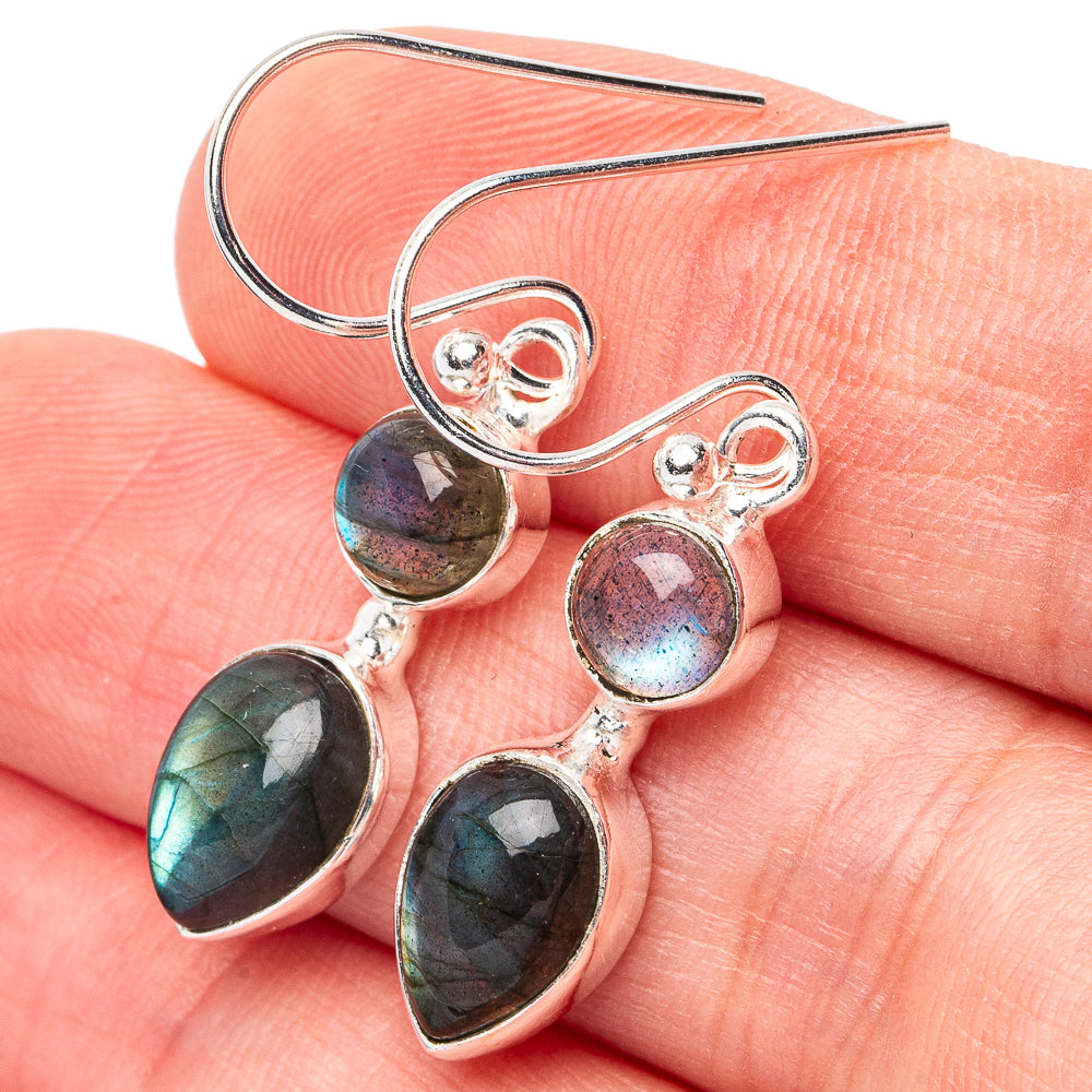 Labradorite Earrings 1 1/2" (925 Sterling Silver) E3111