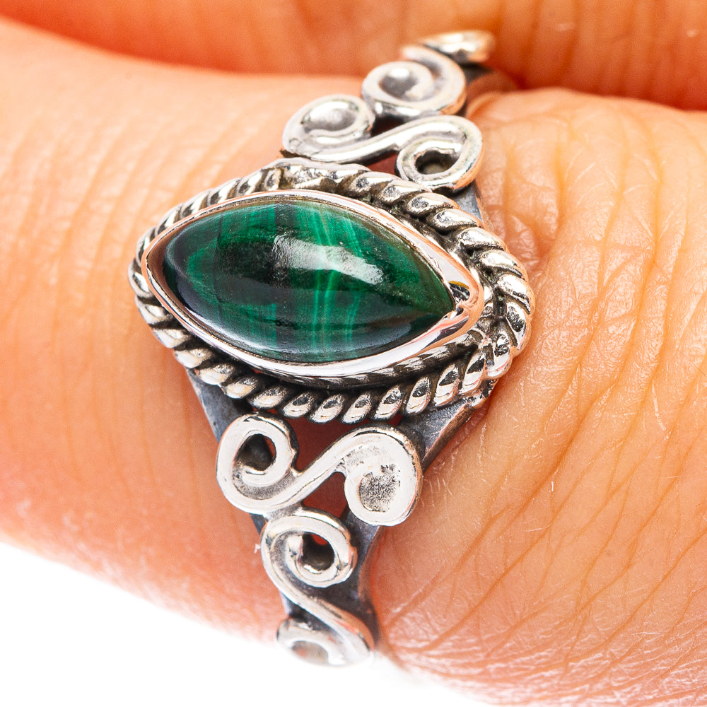 Malachite Dainty Ring Size 7 (925 Sterling Silver) R5776