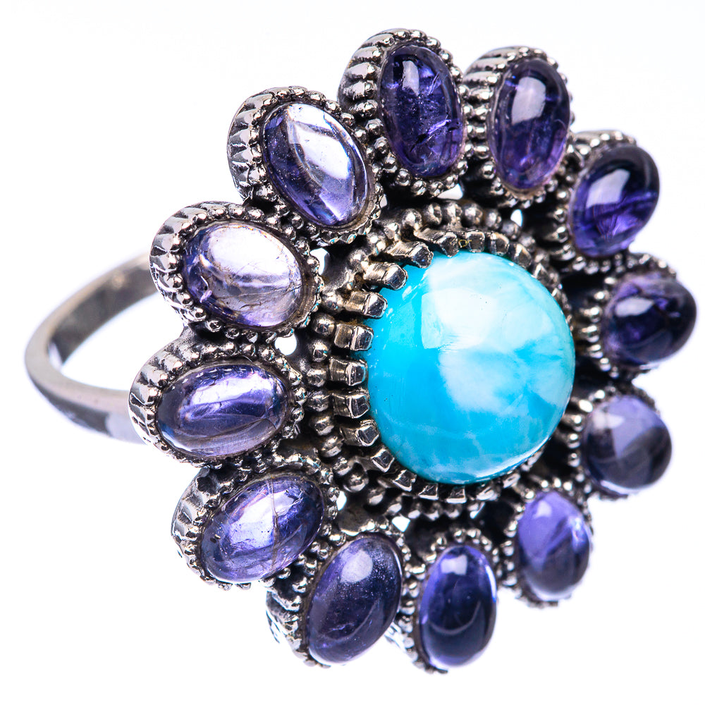 Large Larimar, Tanzanite Ring Size 10 (925 Sterling Silver) R141205