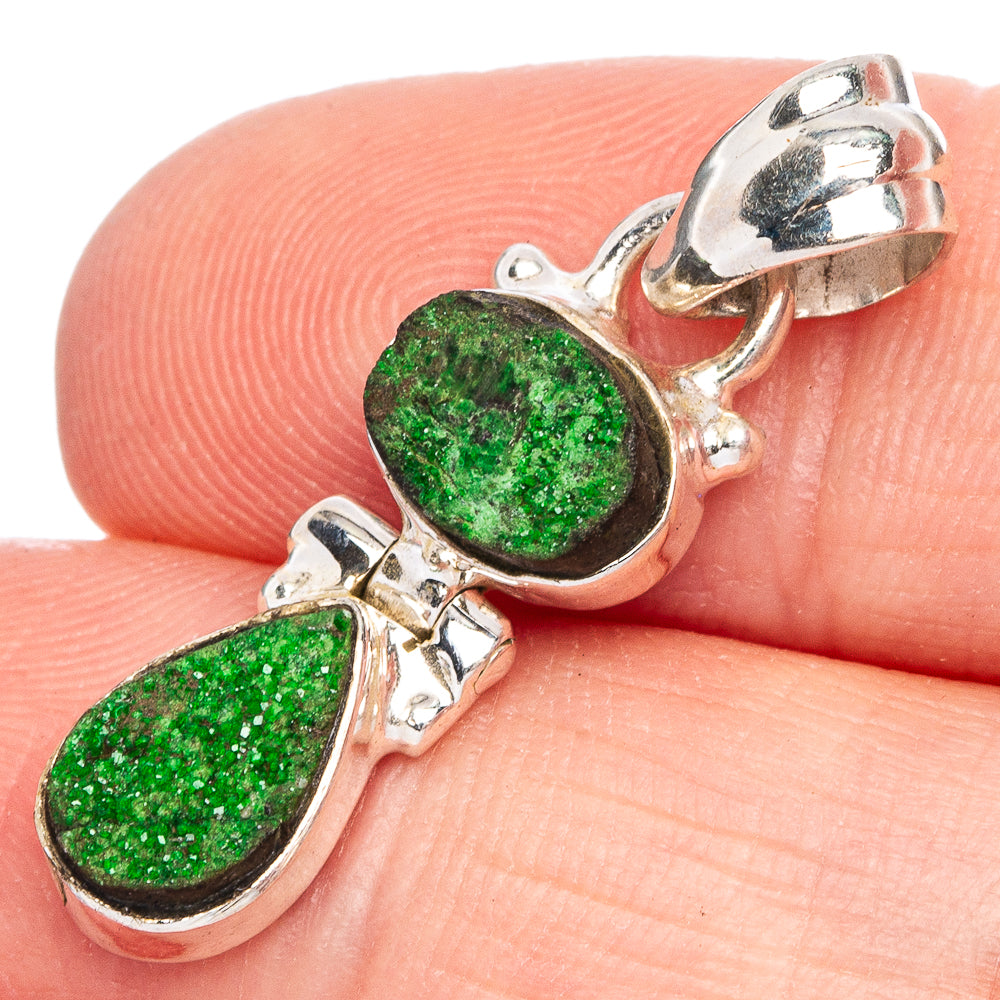Rare Uvarovite Garnet Pendant 1 1/4" (925 Sterling Silver) P40350