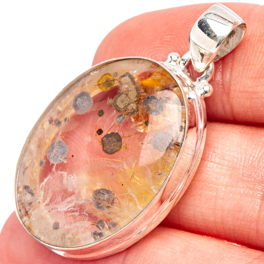 Marcasite In Quartz Pendant 1 5/8" (.925 Sterling Silver)