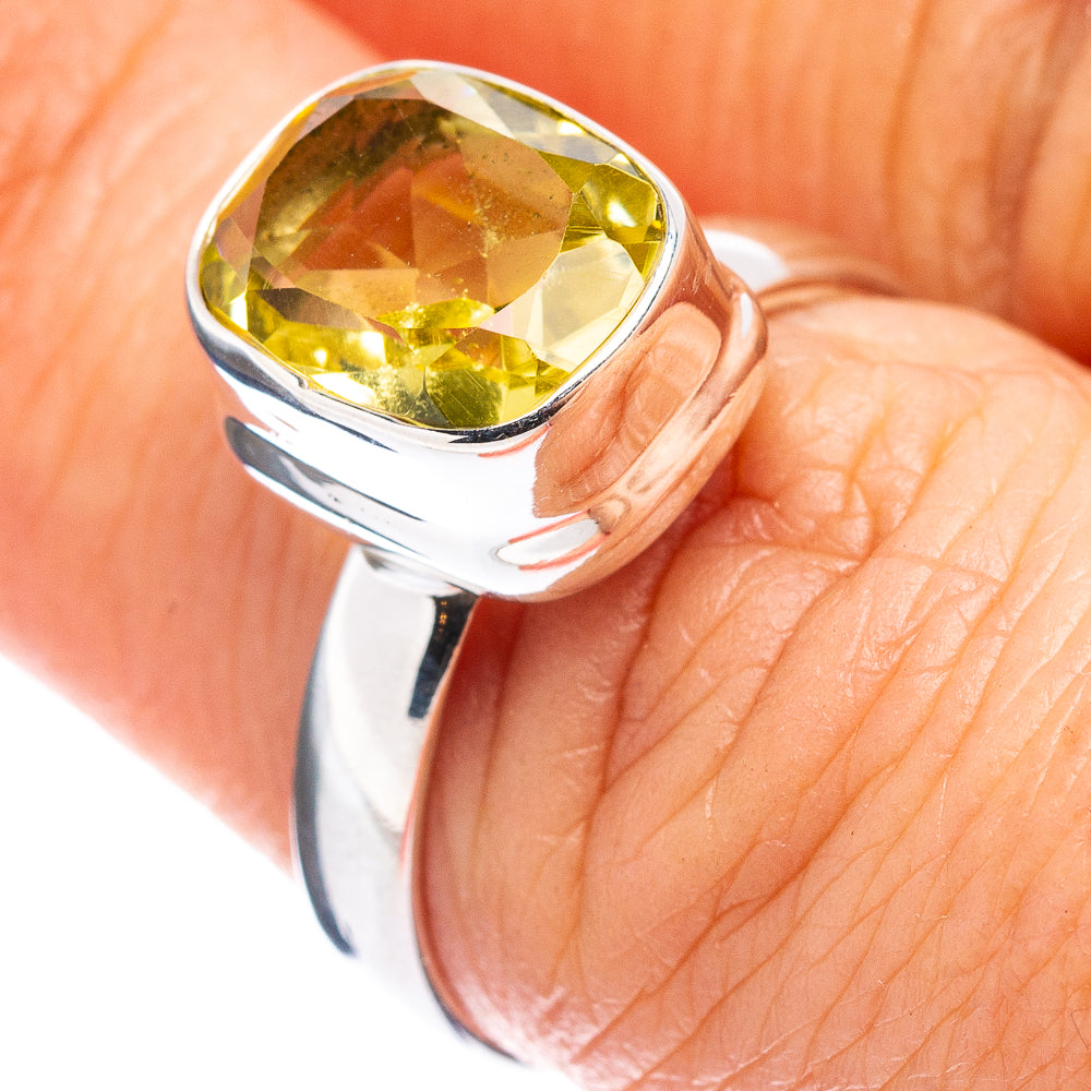 Faceted Lemon Quartz Ring Size 7 (.925 Sterling Silver)