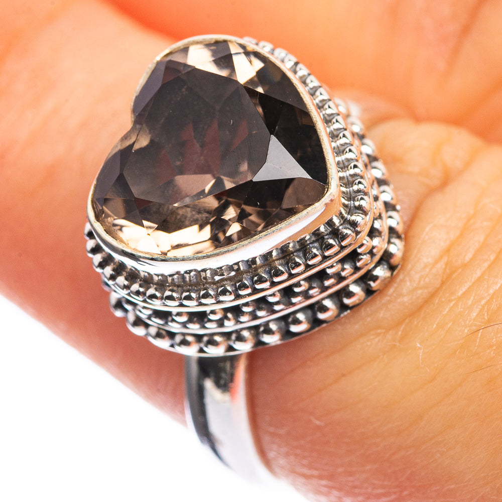 Smoky Quartz 925 Sterling Silver Ring Size 7.25