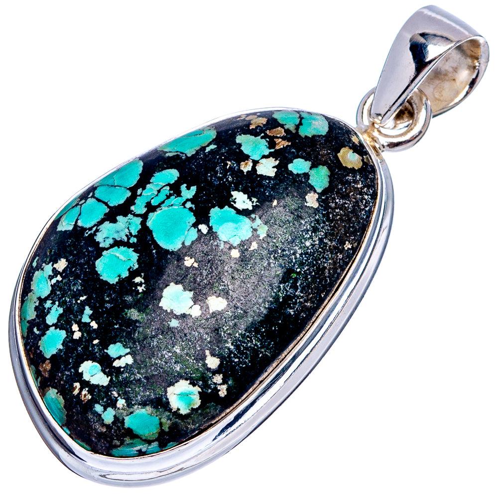 Premium Tibetan Turquoise Pendant 1 5/8" (.925 Sterling Silver)
