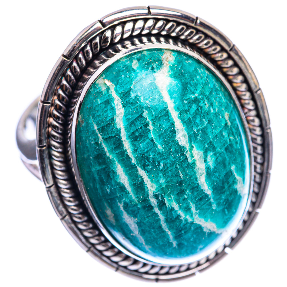 Huge Amazonite 925 Sterling Silver Ring Size 11.75