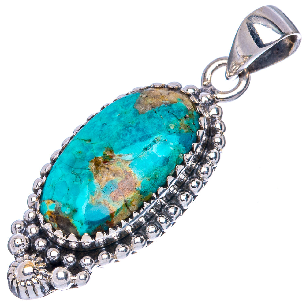 Rare Arizona Turquoise Pendant 1 3/8" (925 Sterling Silver) P42232
