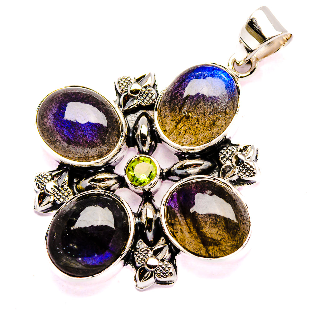 Signature Labradorite, Peridot Pendant 1 3/4" (925 Sterling Silver) PD37840