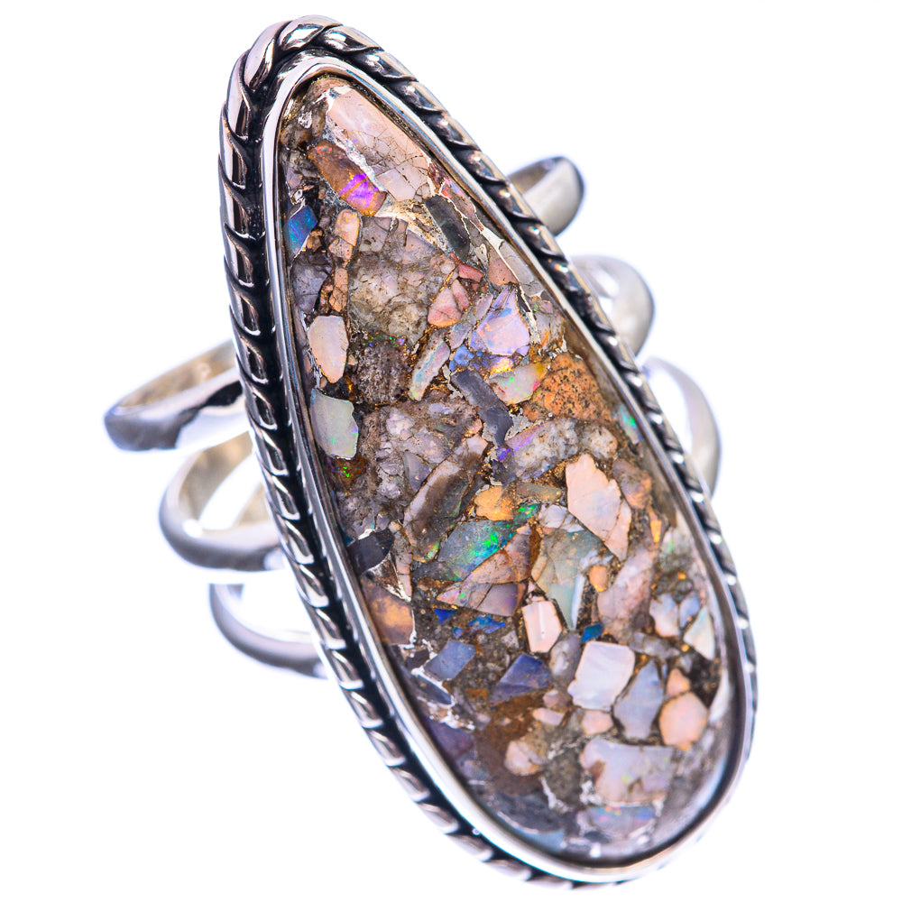Large Brecciated Ethiopian Opal 925 Sterling Silver Ring Size 5.75