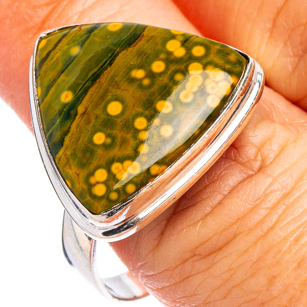 Ocean Jasper Ring Size 10.75 (.925 Sterling Silver)