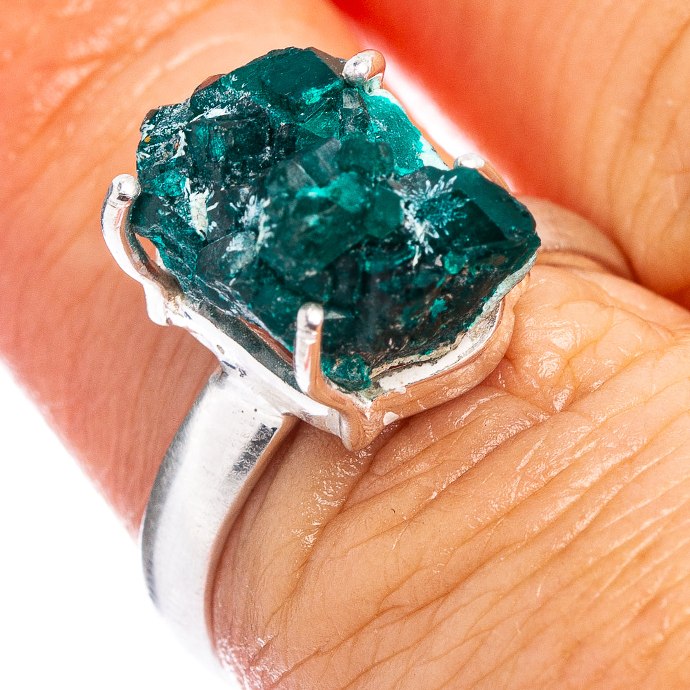 Rare Dioptase Ring Size 6.5 (.925 Sterling Silver)
