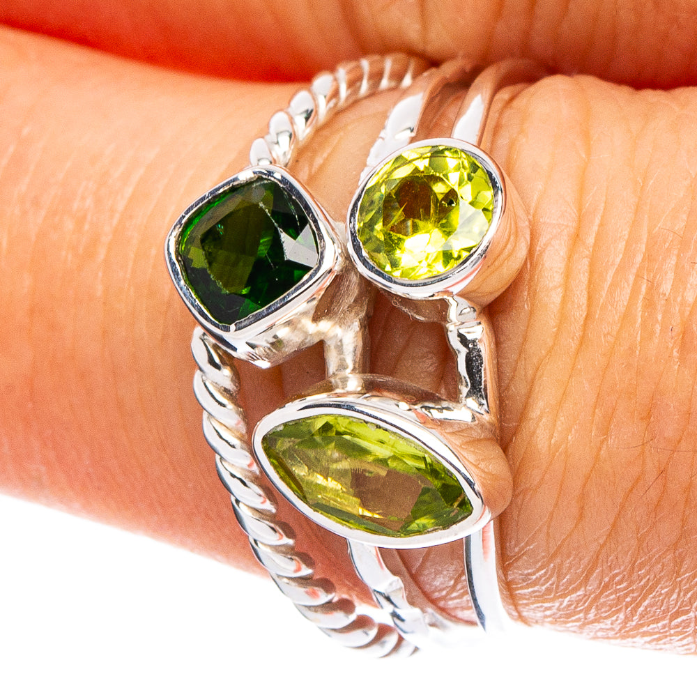 Chrome Diopside, Peridot 925 Sterling Silver Premium Ring Size 7.75 (925 Sterling Silver) R6526