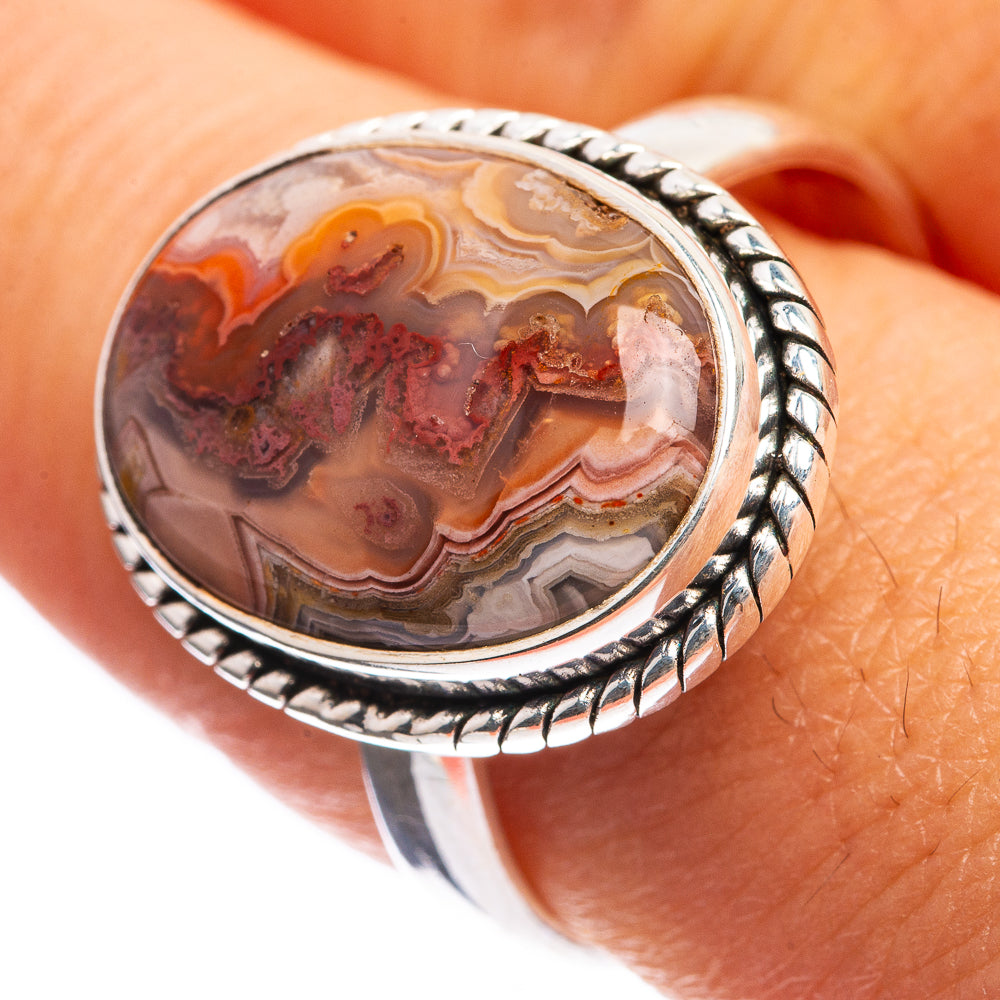 Crazy Lace Agate Ring Size 10.5 (925 Sterling Silver) R142960