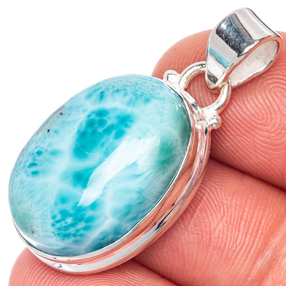 Larimar Pendant 1 3/8" (925 Sterling Silver) P40861