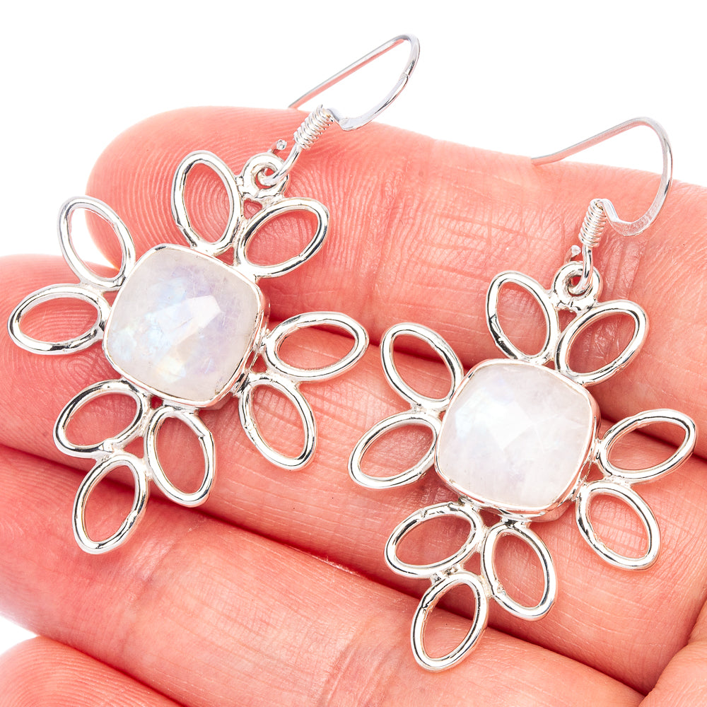 Premium Rainbow Moonstone Earrings 1 3/4" (925 Sterling Silver) E1182
