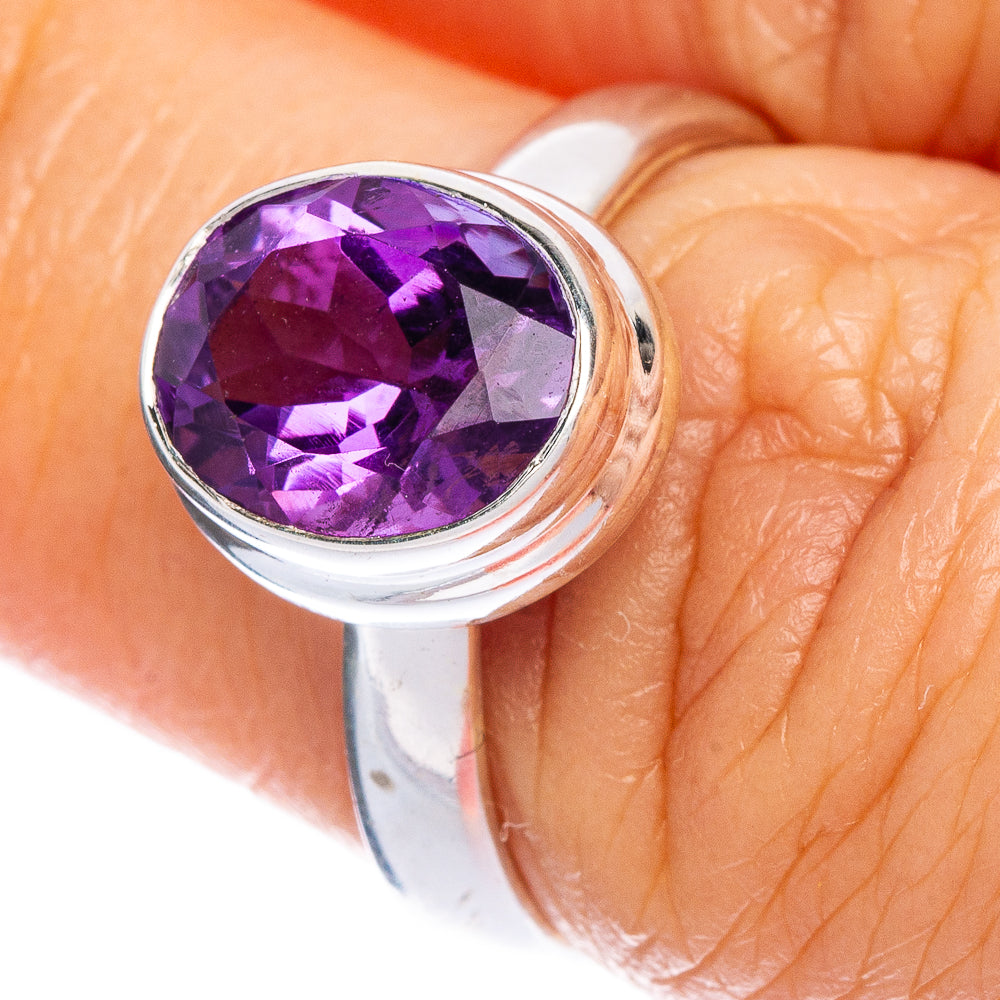 Faceted Amethyst Ring Size 6.75 (925 Sterling Silver) R147164