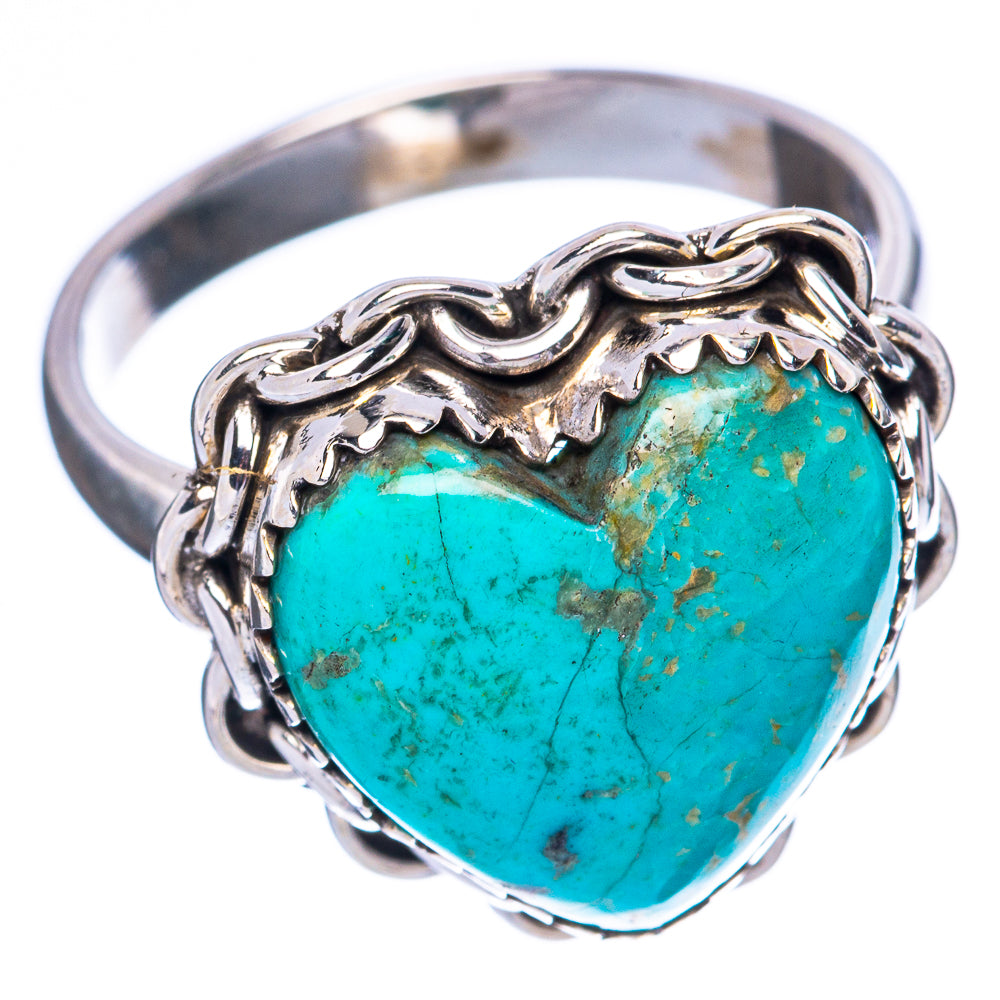 Rare Kingman Turquoise Heart 925 Sterling Silver Ring Size 8.25 (925 Sterling Silver) R3831