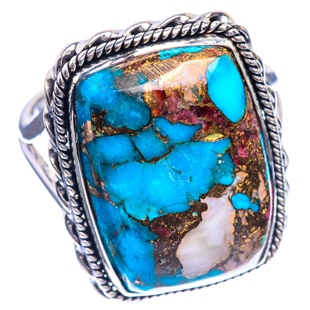 Large Blue Copper Composite Turquoise Ring Size 13 (925 Sterling Silver) R142333