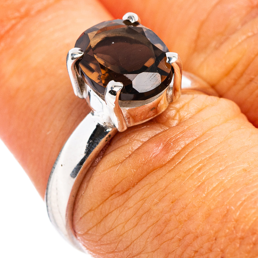 Faceted Smoky Quartz Ring Size 7 (.925 Sterling Silver)