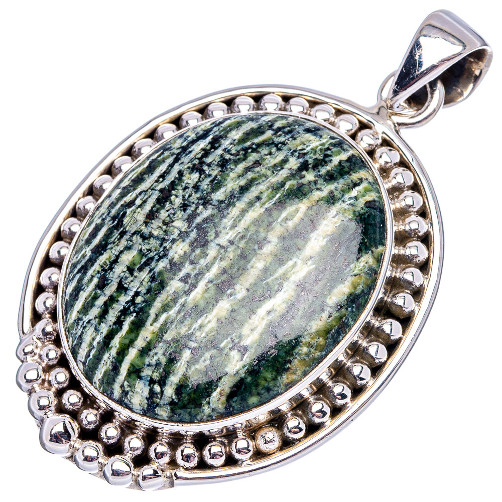 Premium Swiss Green Opal Pendant 1 3/4" (.925 Sterling Silver)
