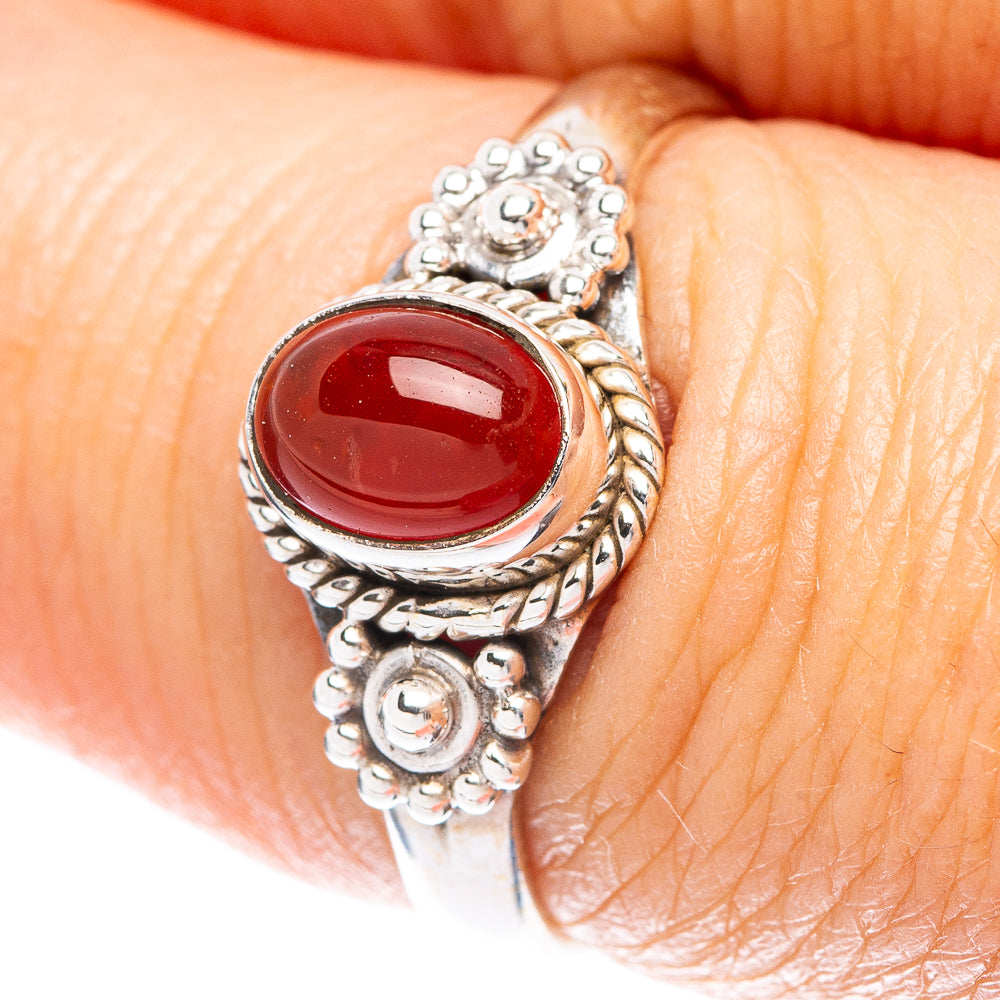 Red Onyx Dainty Ring Size 7 (925 Sterling Silver) R5825