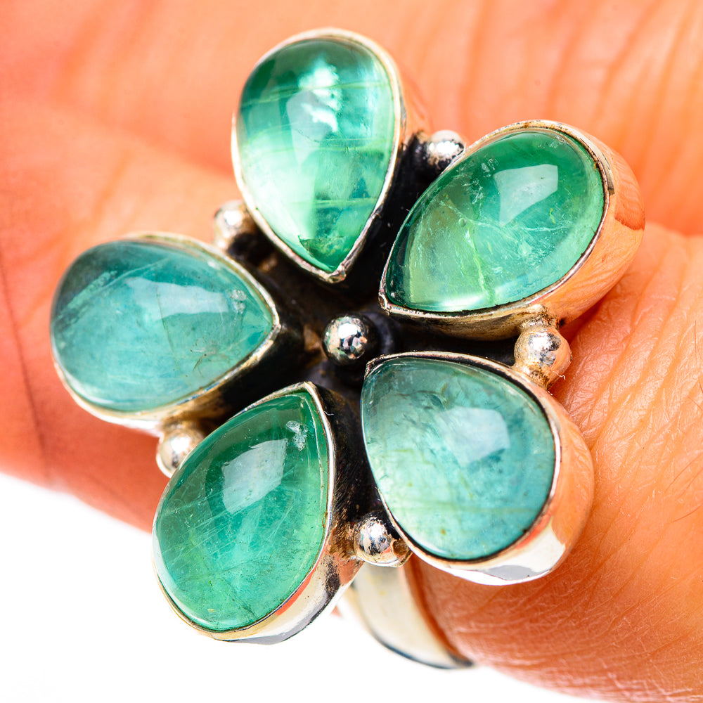Large Green Fluorite Ring Size 6.5 (925 Sterling Silver) RING139867
