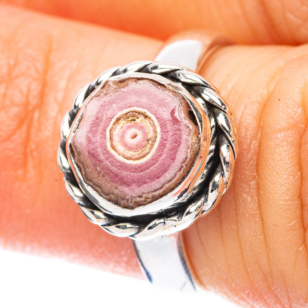 Rare Rhodochrosite Stalactite Ring Size 5 (925 Sterling Silver) R4022