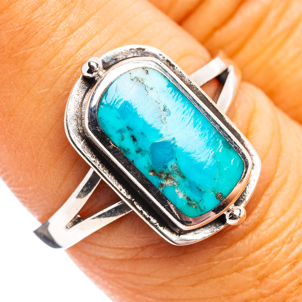 Native Style Mohave Turquoise Ring Size 7.5 (.925 Sterling Silver)