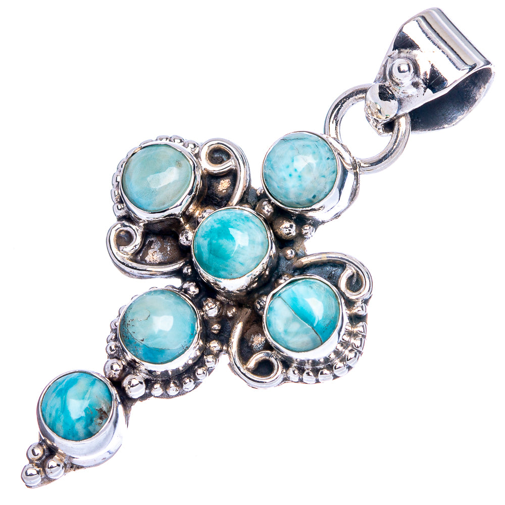 Larimar Cross Pendant 1 5/8" (925 Sterling Silver) P41732