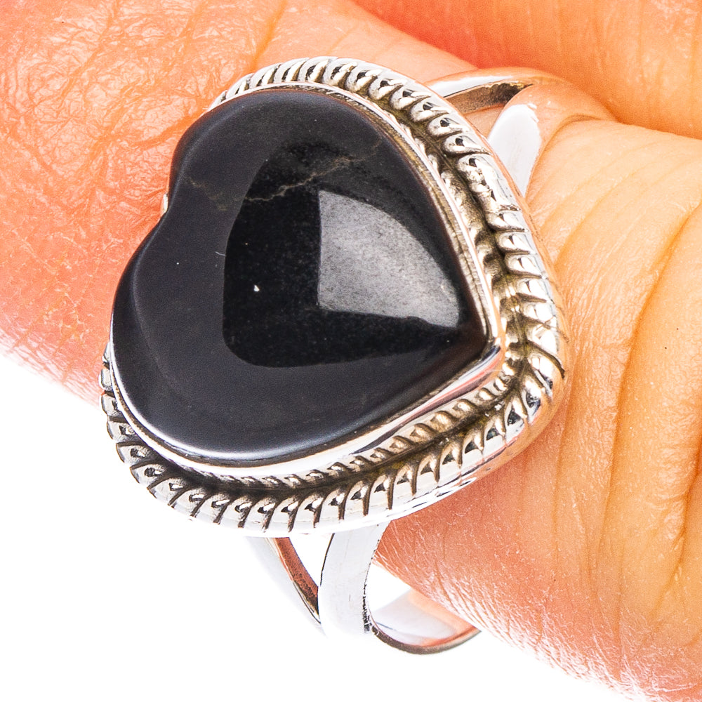 Black Onyx Heart Ring Size 7 (925 Sterling Silver) R6639