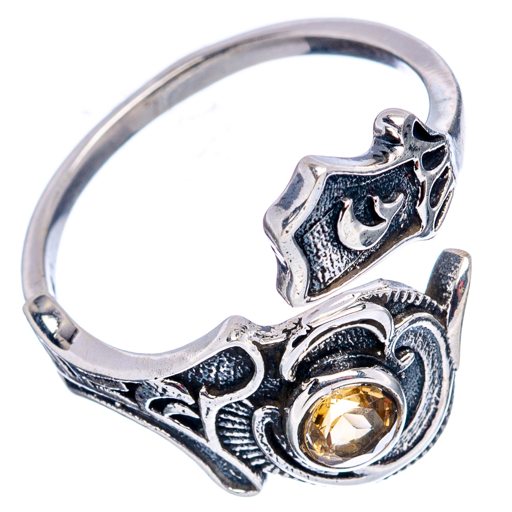 Citrine Dainty Ring Size 8 Adjustable (.925 Sterling Silver)