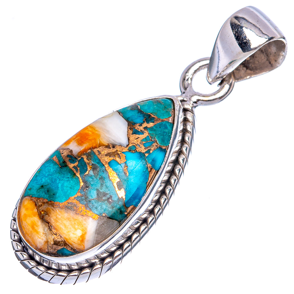 Spiny Oyster Turquoise Pendants 1 3/8" (925 Sterling Silver) P42375