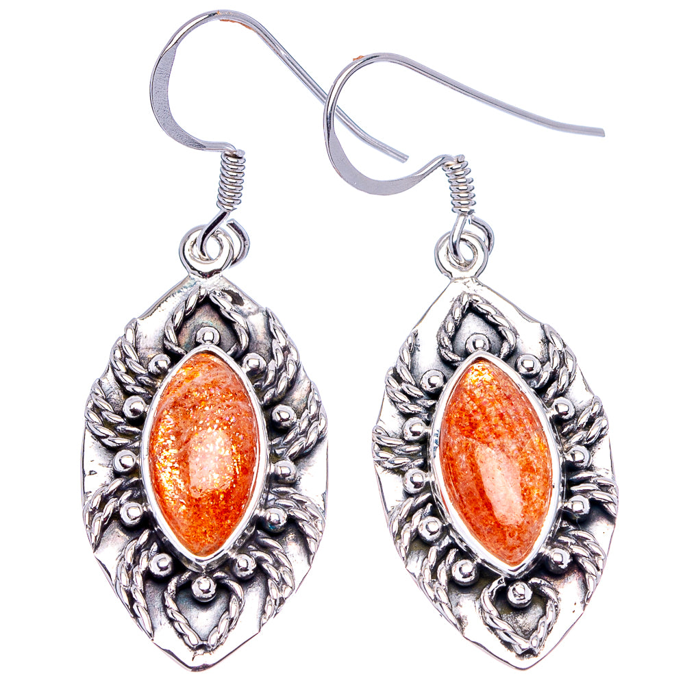 Premium Sunstone Earrings 1 3/4" (.925 Sterling Silver)