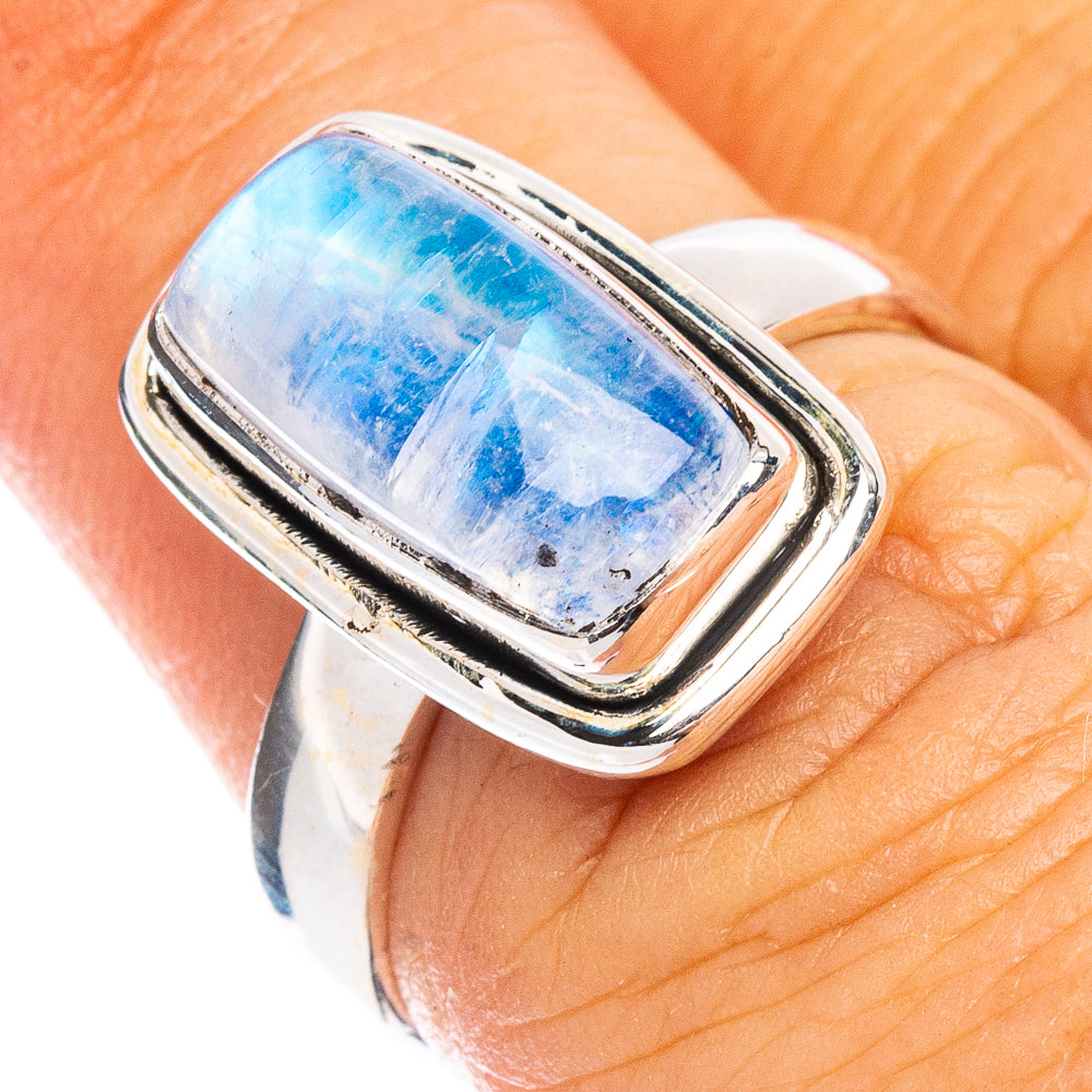 Rainbow Moonstone Ring Size 6 (925 Sterling Silver) R7873