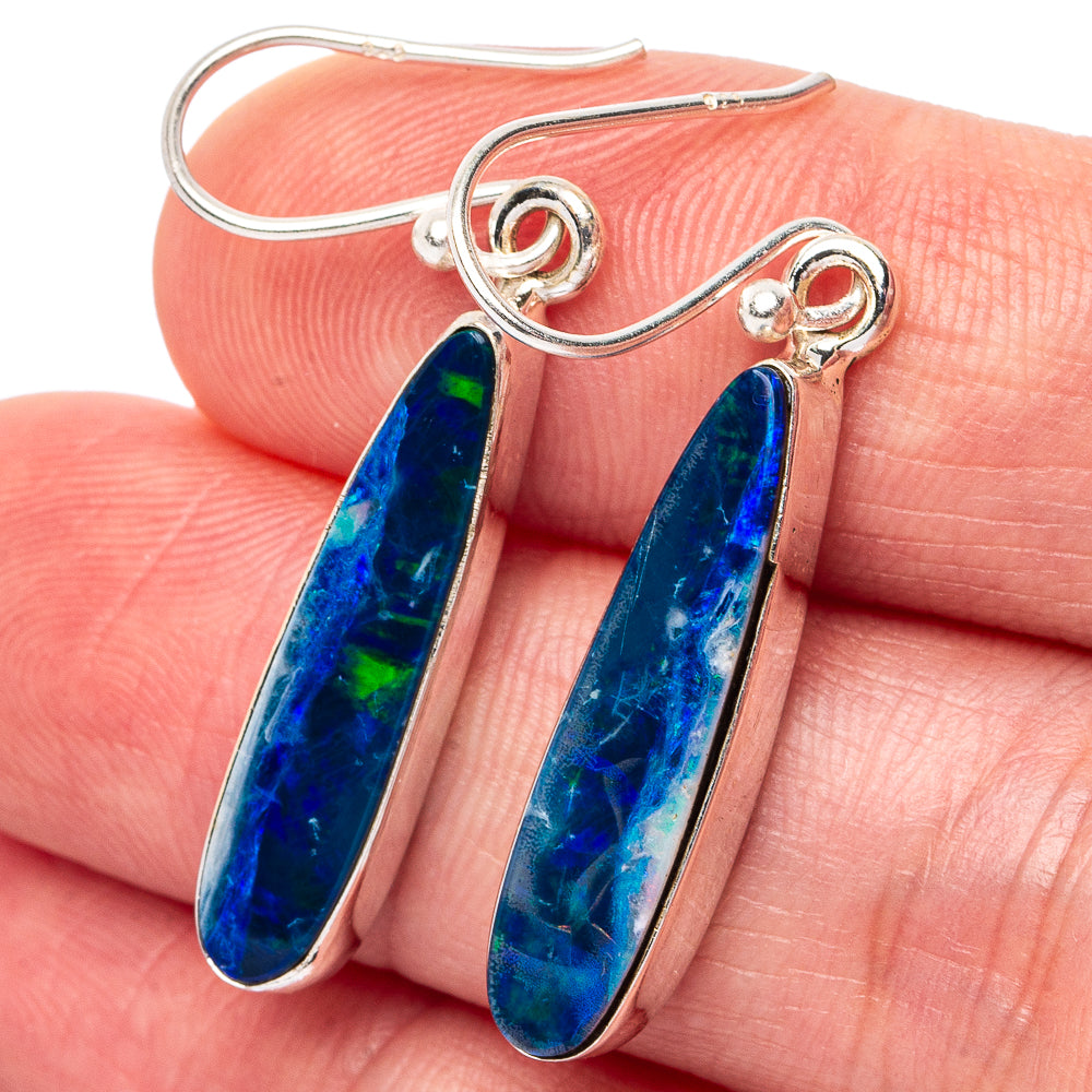 Rare Doublet Opal Earrings 1 5/8" (.925 Sterling Silver)
