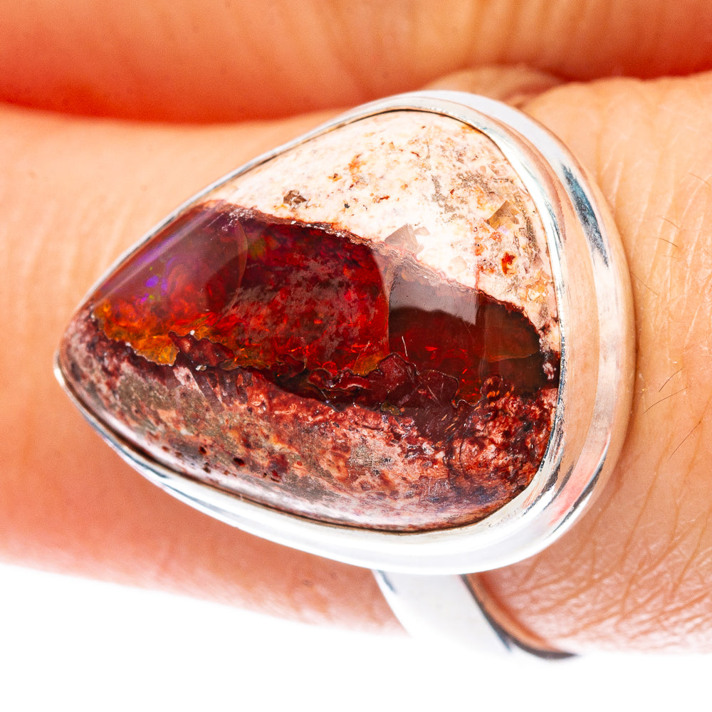 Mexican Fire Opal 925 Sterling Silver Ring Size 7.75 Ana Co R2437