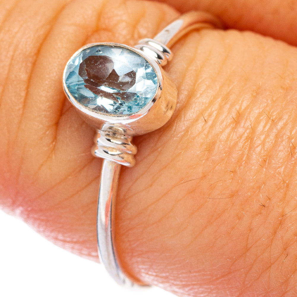 Blue Topaz Dainty Ring Size 8.25 (925 Sterling Silver) R145793