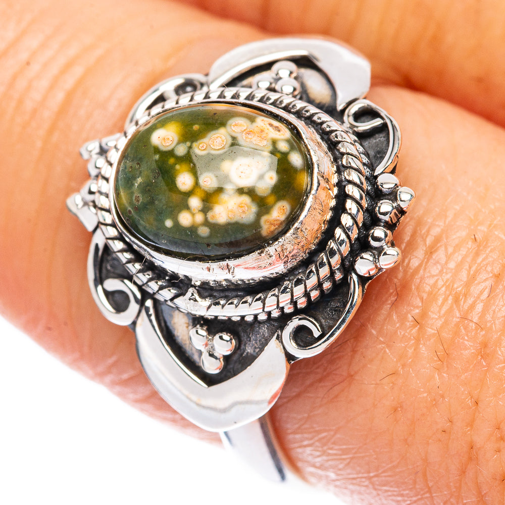 Ocean Jasper Ring Size 8.75 (925 Sterling Silver) R3321