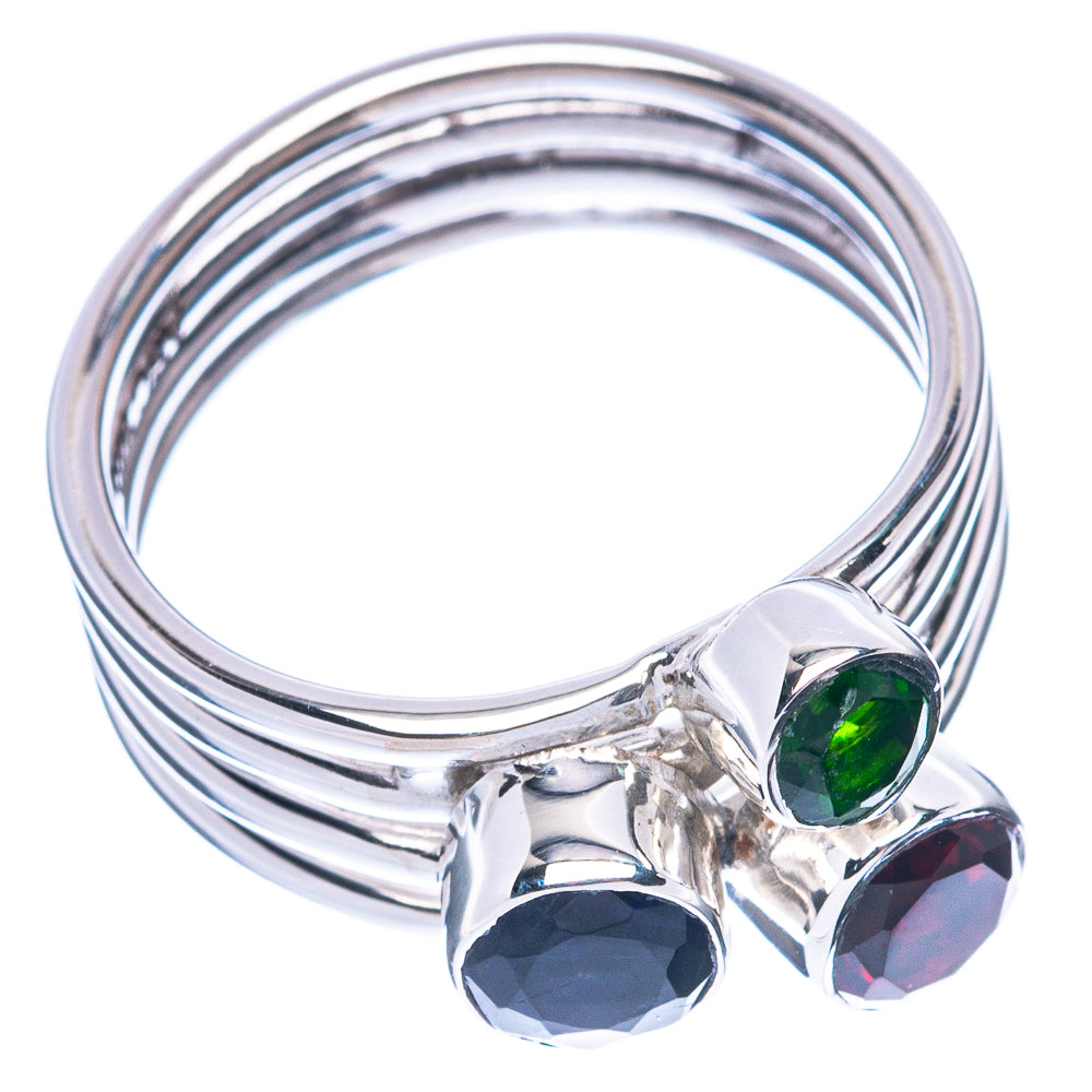 Premium Tanzanite, Garnet, Chrome Diopside 925 Sterling Silver Ring Size 6.5 (925 Sterling Silver) R2707