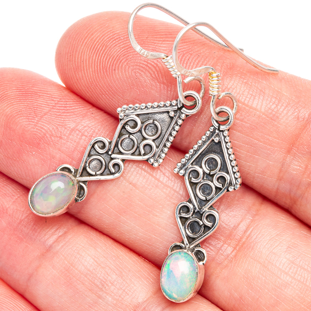Rare Ethiopian Opal Earrings 1 5/8" (925 Sterling Silver) E433212