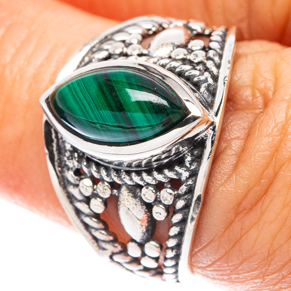 Malachite Dainty Ring Size 6.5 (925 Sterling Silver) R5965