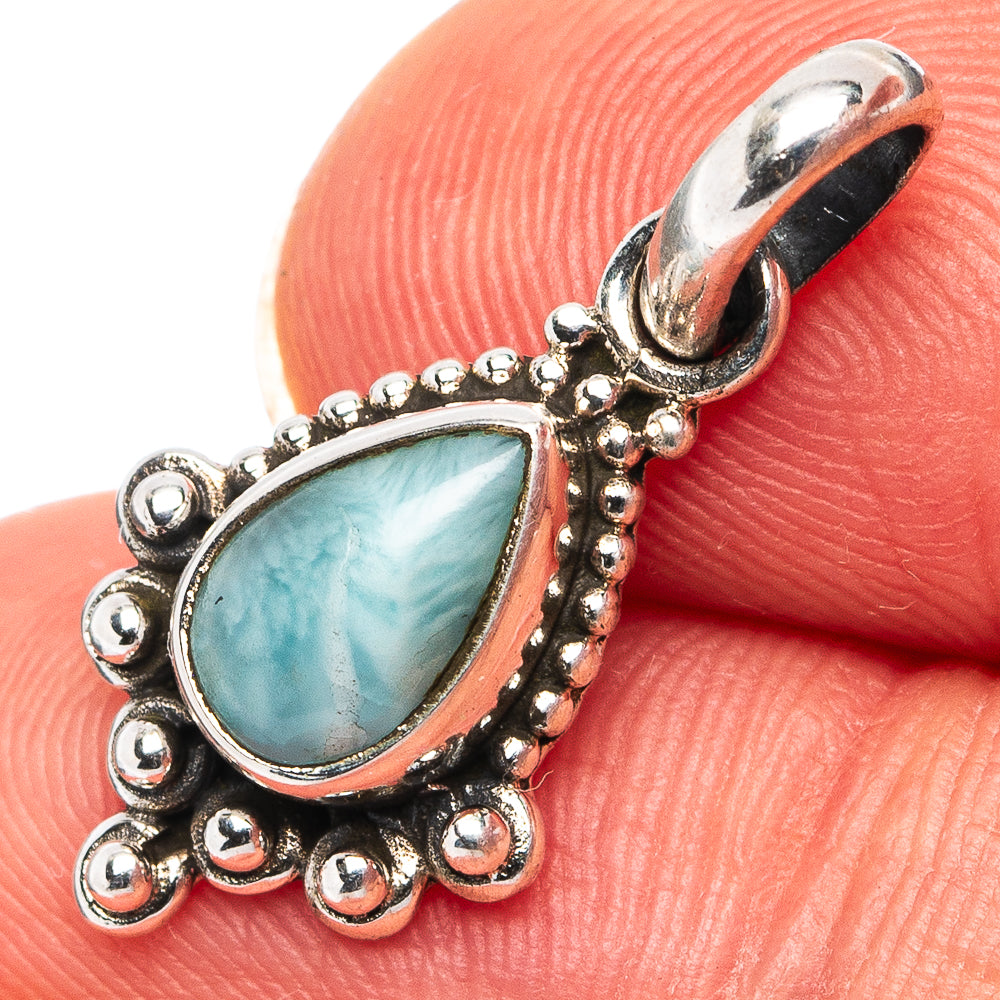 Larimar Dainty Pendant 1" (.925 Sterling Silver)