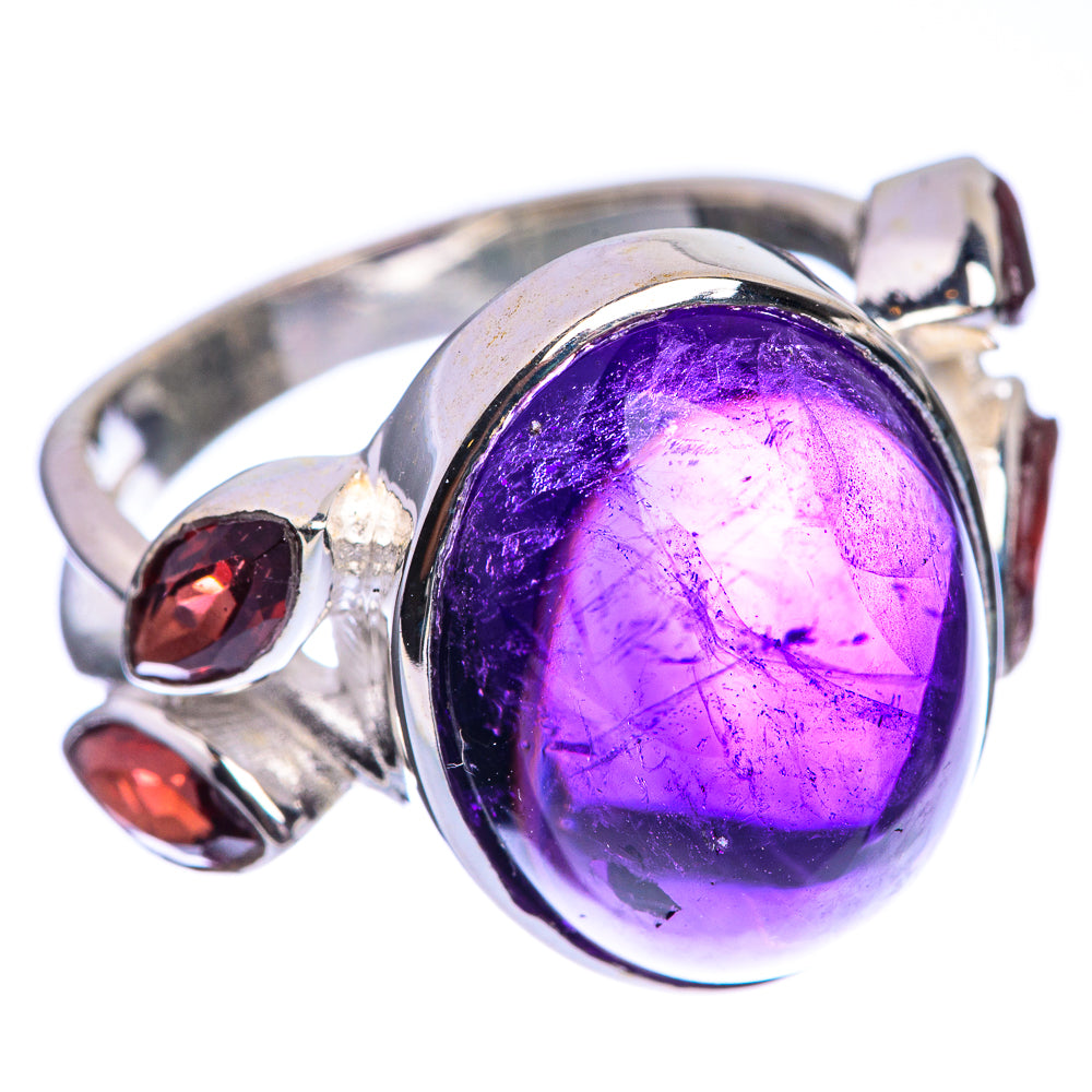 Amethyst, Garnet 925 Sterling Silver Ring Size 6.5