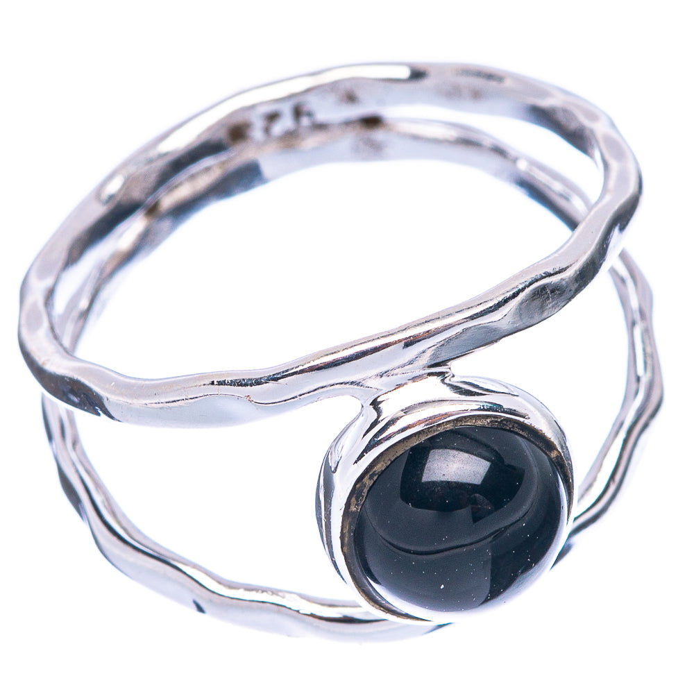 Black Onyx Dainty Ring Size 7 (925 Sterling Silver) R5836
