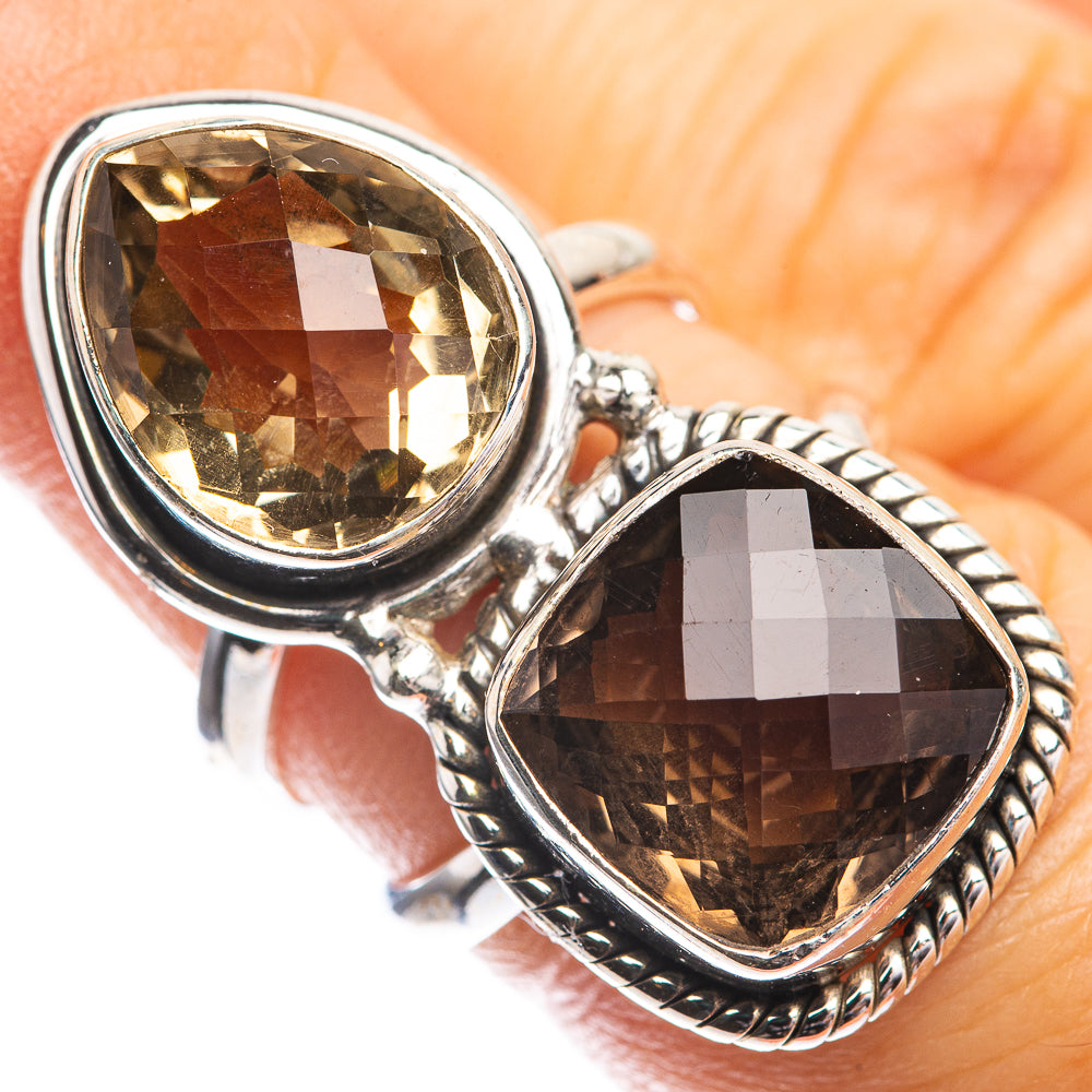 Large Smoky Quartz, Citrine Ring Size 6 (925 Sterling Silver) RING143482