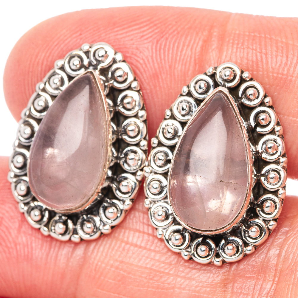Rose Quartz Earrings 3/4" (925 Sterling Silver) E1512
